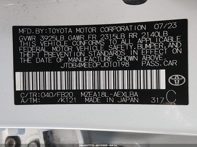 2023 TOYOTA COROLLA LE 9