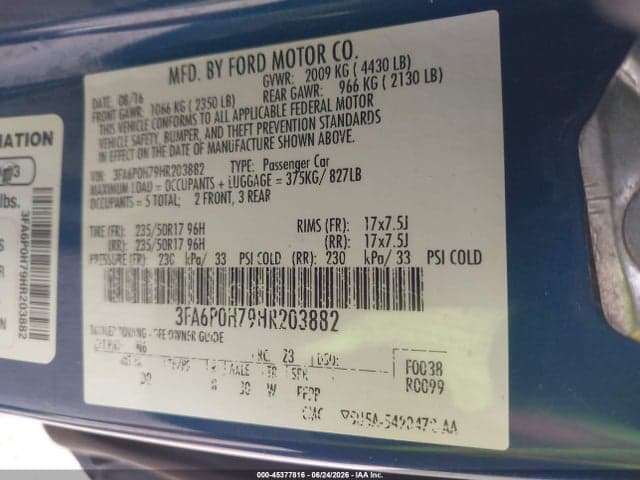 2017 FORD FUSION SE 9