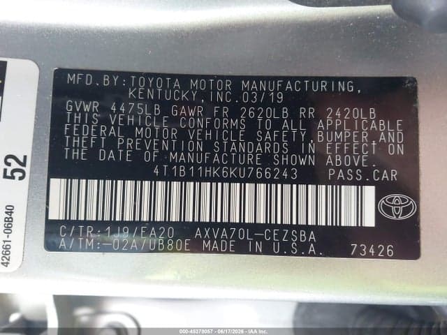 2019 TOYOTA CAMRY SE 9
