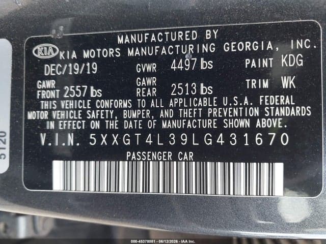 2020 KIA OPTIMA LX 9