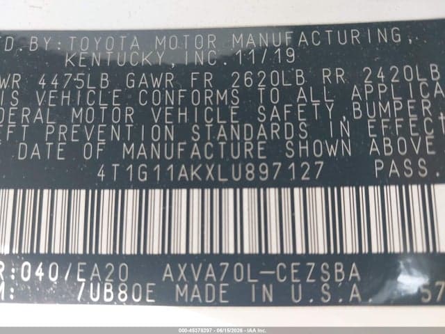 2020 TOYOTA CAMRY SE 9