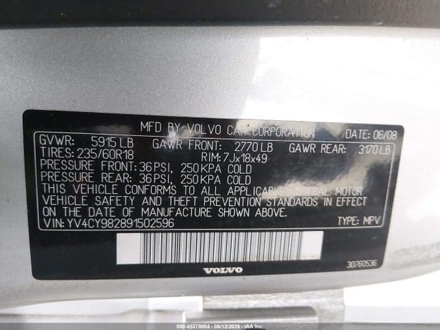 2009 VOLVO XC90 3.2 9