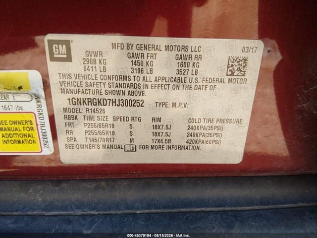2017 CHEVROLET TRAVERSE 1LT 9