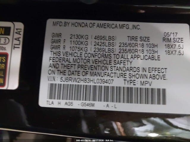 2017 HONDA CR-V EX-L/EX-L NAVI 9