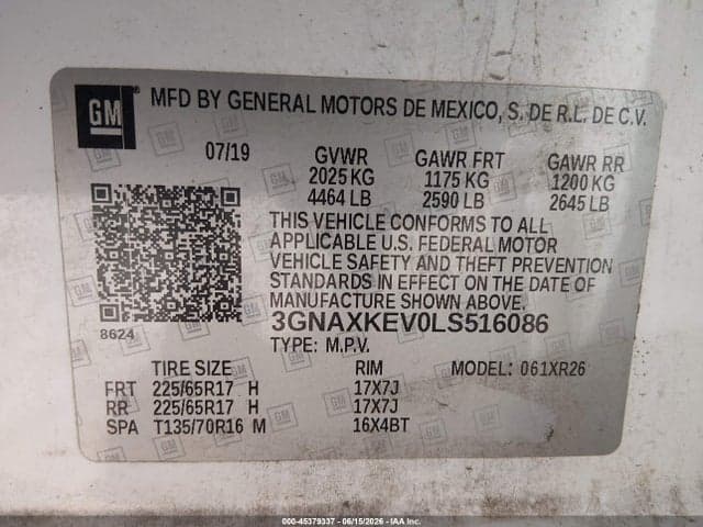 2020 CHEVROLET EQUINOX FWD LT 1.5L TURBO 9