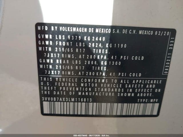 2020 VOLKSWAGEN TIGUAN 2.0T S 9