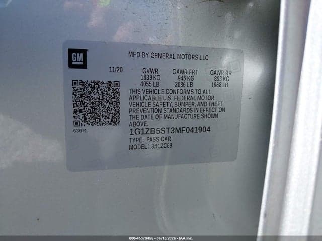 2021 CHEVROLET MALIBU FWD LS 9