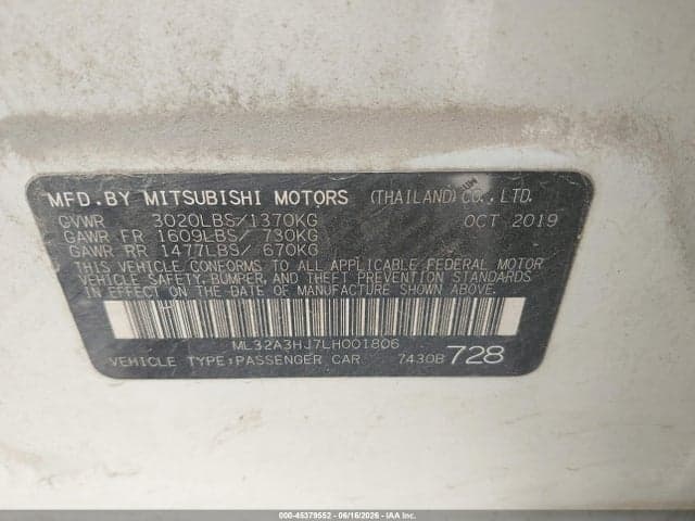 2020 MITSUBISHI MIRAGE ES 9
