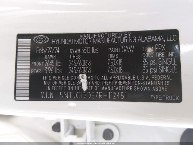 2024 HYUNDAI SANTA CRUZ SEL 9