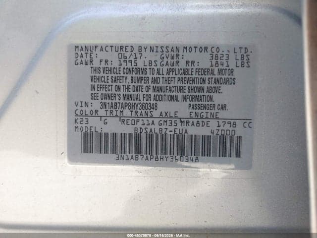 2017 NISSAN SENTRA S 9