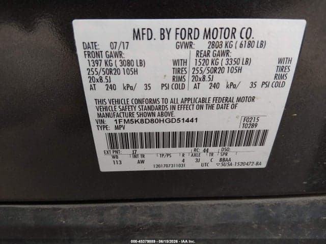 2017 FORD EXPLORER XLT 9