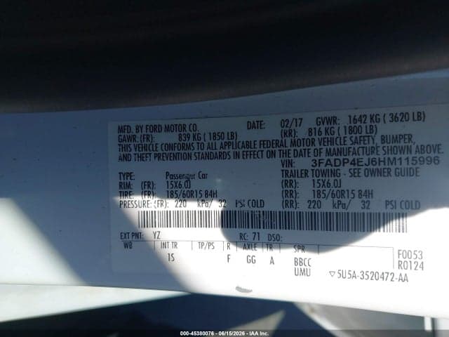 2017 FORD FIESTA SE 9