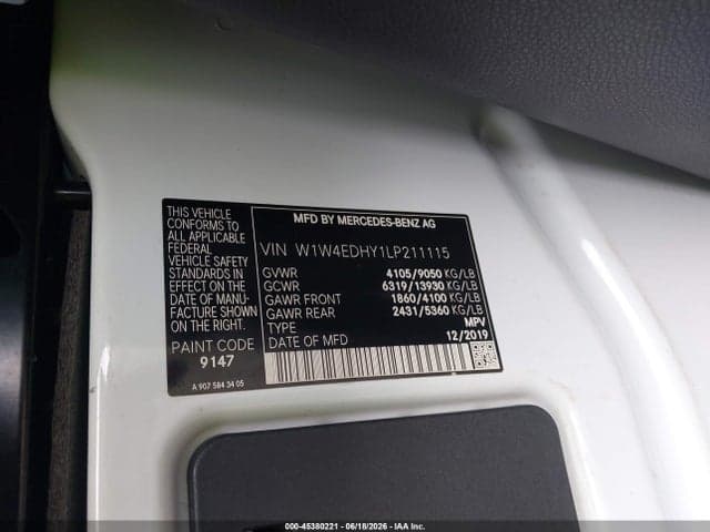 2020 MERCEDES-BENZ SPRINTER 2500 HIGH ROOF V6 9