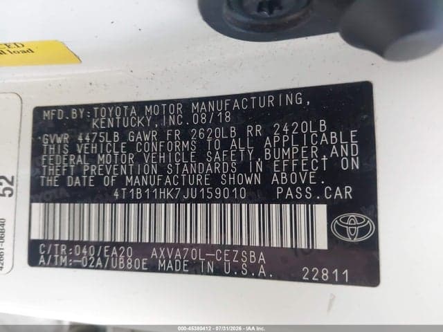 2018 TOYOTA CAMRY SE 9