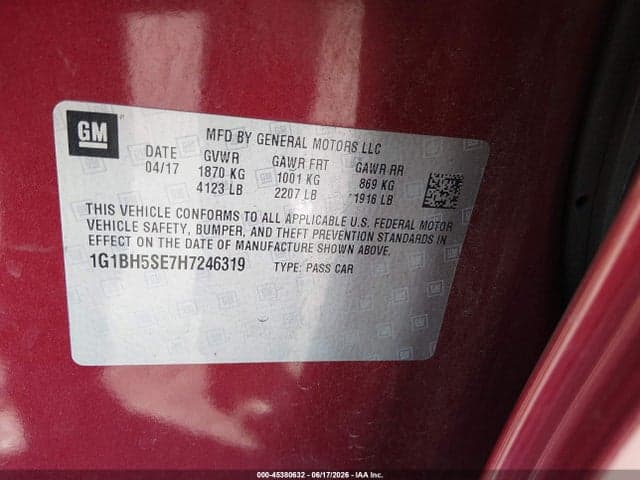 2017 CHEVROLET CRUZE LT AUTO 9