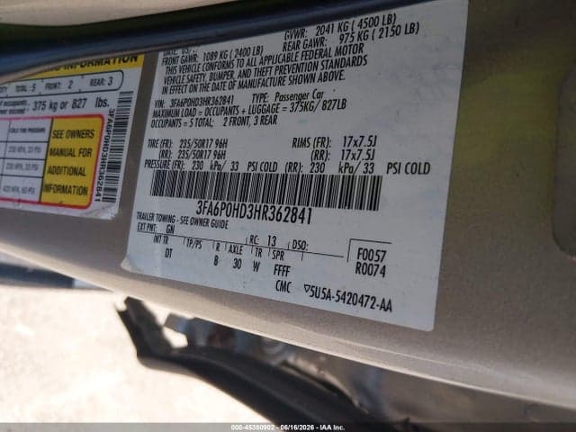 2017 FORD FUSION SE 9