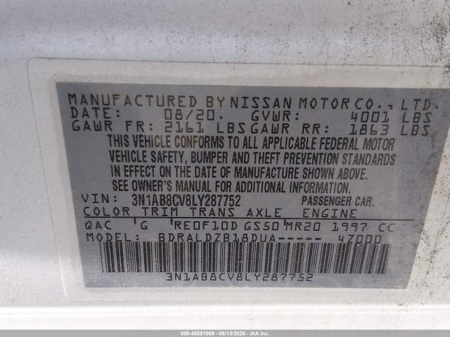 2020 NISSAN SENTRA SV XTRONIC CVT 9