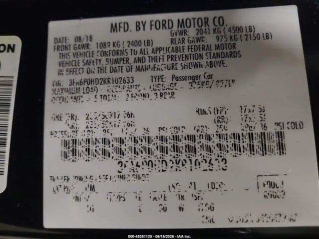 2019 FORD FUSION SE 9