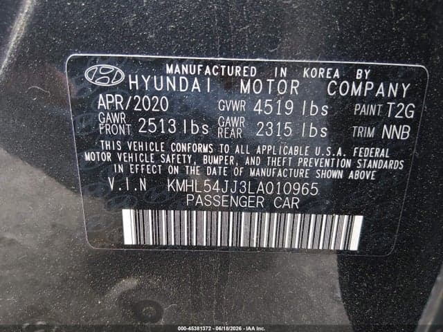 2020 HYUNDAI SONATA HYBRID LIMITED 9