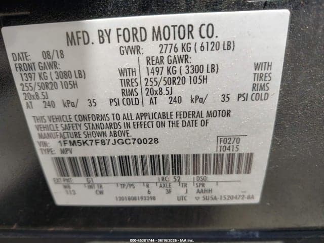 2018 FORD EXPLORER LIMITED 9