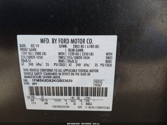 2019 FORD EXPLORER XLT 9