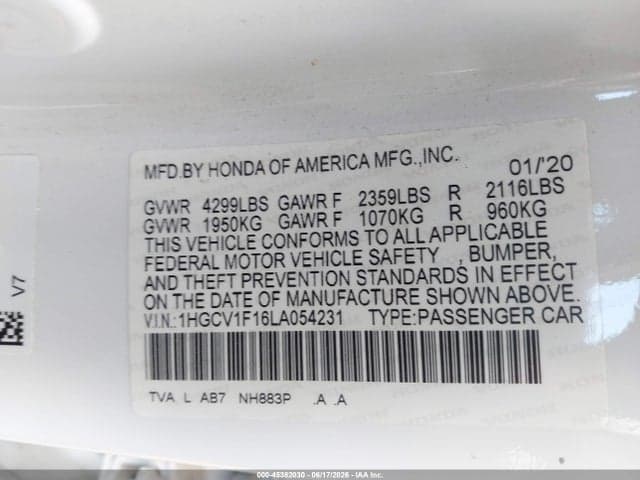 2020 HONDA ACCORD LX 9
