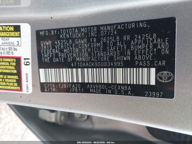 2025 TOYOTA CAMRY LE 9