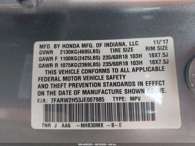 2018 HONDA CR-V EX 9