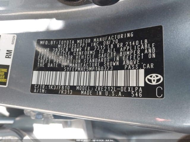 2021 TOYOTA COROLLA LE 9