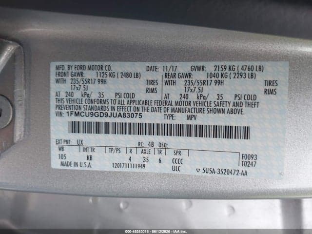 2018 FORD ESCAPE SE 9