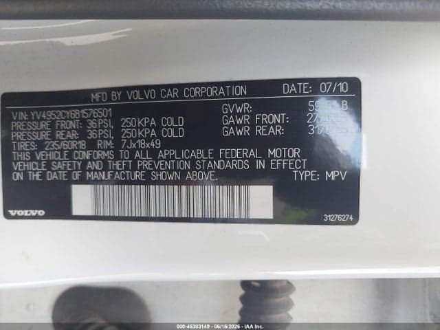 2011 VOLVO XC90 3.2 9