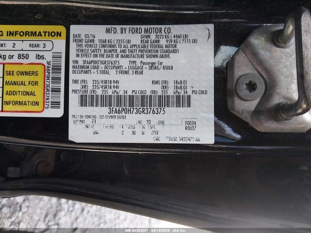 2016 FORD FUSION SE 9