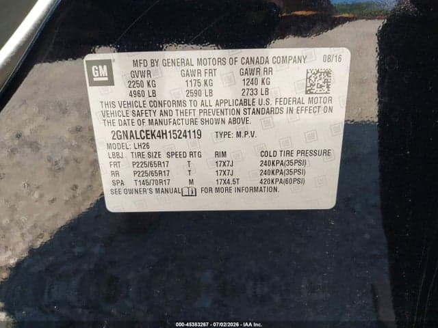 2017 CHEVROLET EQUINOX LT 9