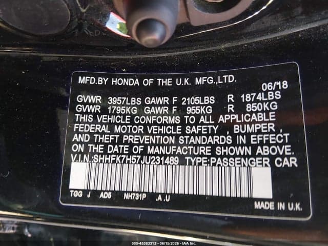 2018 HONDA CIVIC EX 9