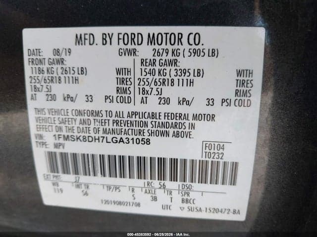 2020 FORD EXPLORER XLT 9
