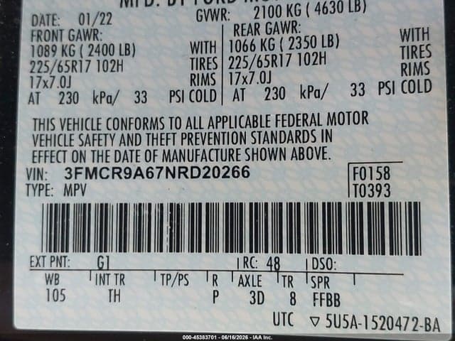 2022 FORD BRONCO SPORT 9