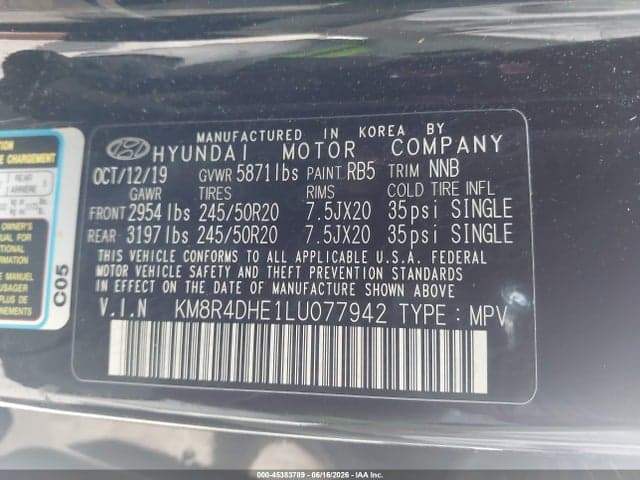 2020 HYUNDAI PALISADE SEL 9