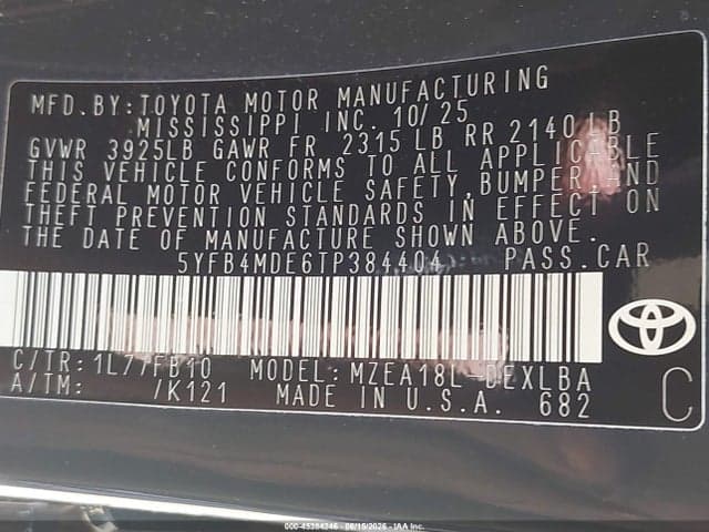 2026 TOYOTA COROLLA LE 9