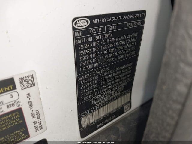 2018 LAND ROVER RANGE ROVER 9