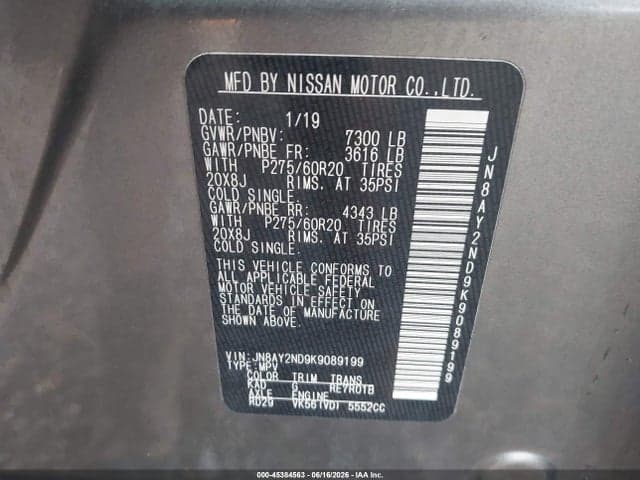 2019 NISSAN ARMADA SL 9