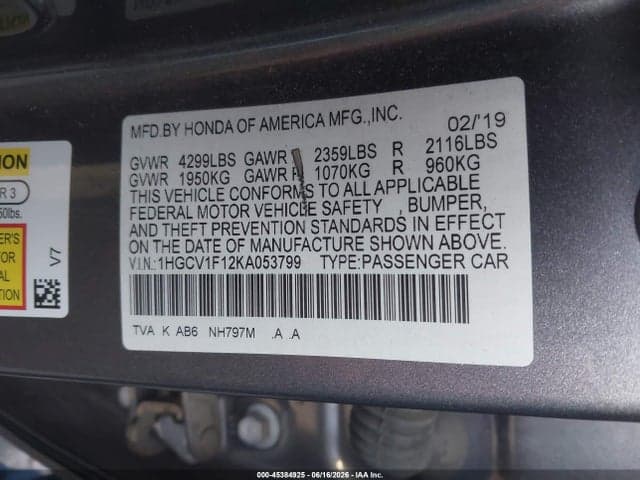2019 HONDA ACCORD LX 9