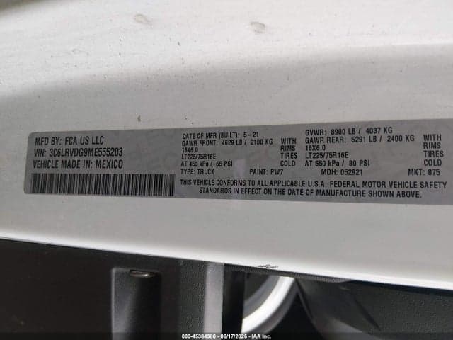 2021 RAM PROMASTER 2500 HIGH ROOF 159 WB 9