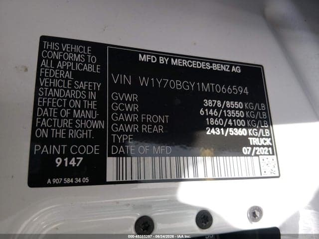 2021 MERCEDES-BENZ SPRINTER 1500 STANDARD ROOF I4 9