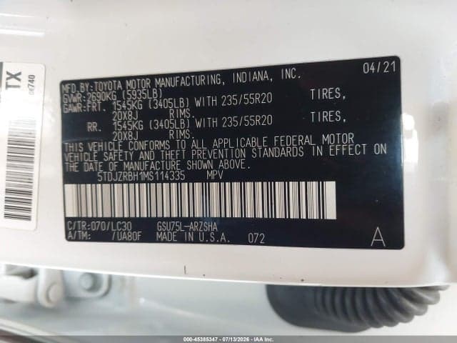 2021 TOYOTA HIGHLANDER XSE 9