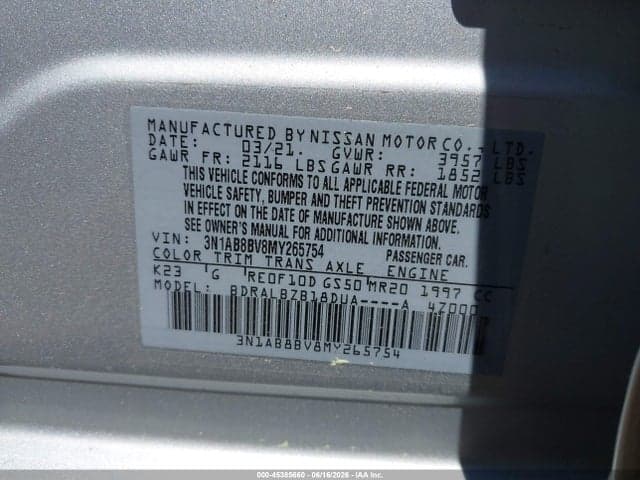 2021 NISSAN SENTRA S XTRONIC CVT 9