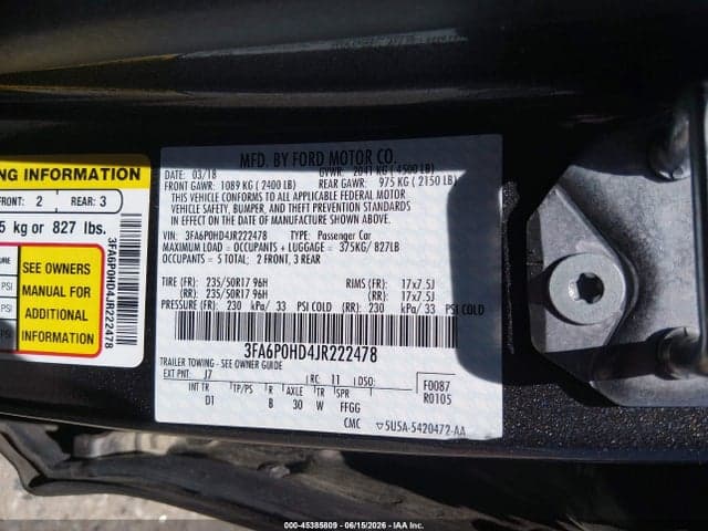 2018 FORD FUSION SE 9