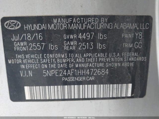 2017 HYUNDAI SONATA 9