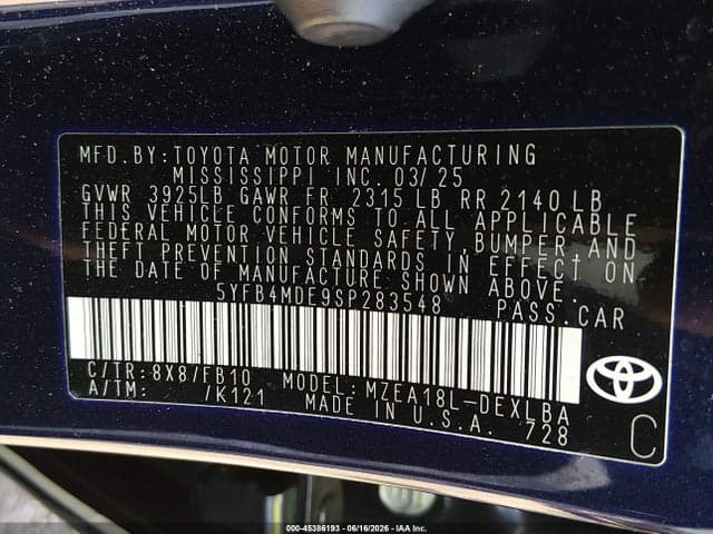 2025 TOYOTA COROLLA LE 9