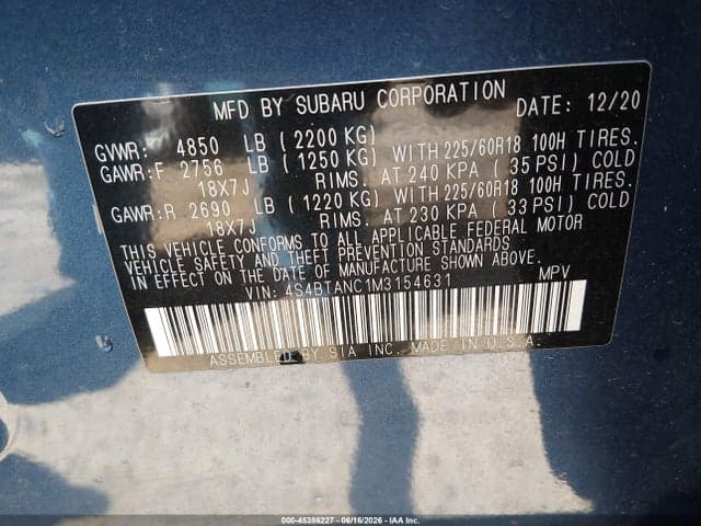 2021 SUBARU OUTBACK LIMITED 9