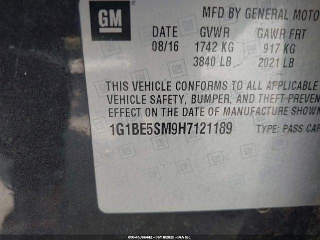 2017 CHEVROLET CRUZE LT AUTO 9